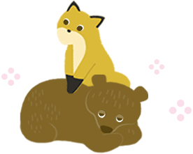 マッサージする動物と気持ち良さそうな熊