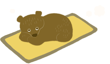 温熱施設でくつろぐ熊のイラスト